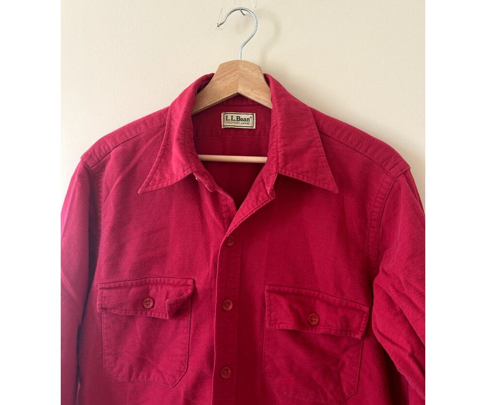 Vintage Faded Red Soft Chamois L.L. Bean Button-up Shirt Men's Large 16